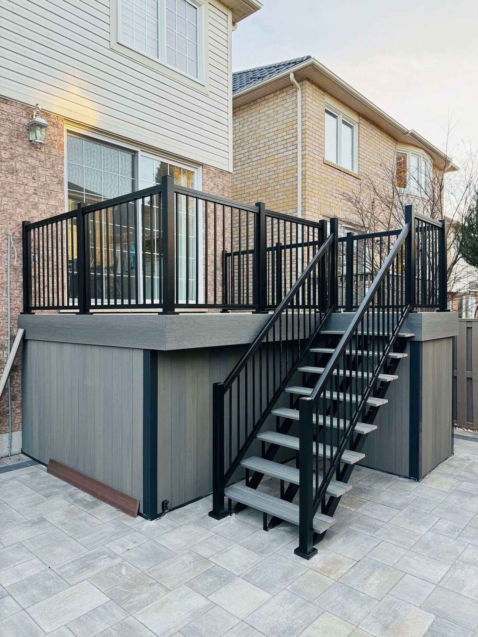 Finished porch railing and exterior structure